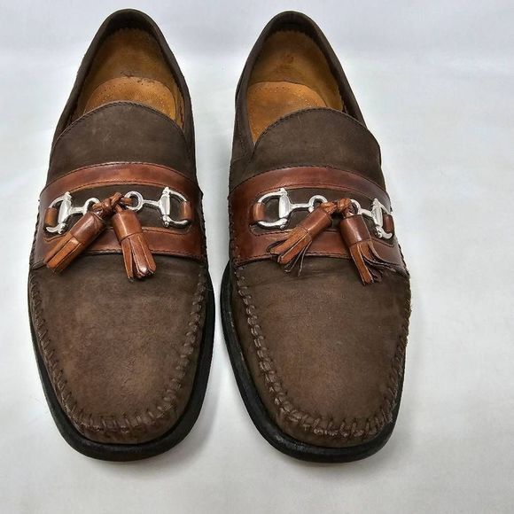 LORENZO BANFI AVVENTURA HANDMADE BROWN LEATHER NUBUCK HORSEBIT LOAFERS MENS 9.5 main image 8